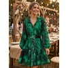 image:imageZESICA Womens 2026 Fall Long Sleeve Floral Mini DressDark Green