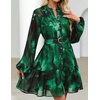 image:imageZESICA Womens 2026 Fall Long Sleeve Floral Mini DressDark Green