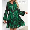image:imageZESICA Womens 2026 Fall Long Sleeve Floral Mini DressDark Green