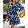image:imageZESICA Womens 2026 Fall Long Sleeve Floral Mini DressDusty Blue