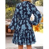 image:imageZESICA Womens 2026 Fall Long Sleeve Floral Mini DressDusty Blue