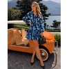 image:imageZESICA Womens 2026 Fall Long Sleeve Floral Mini DressDusty Blue