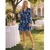 image:imageZESICA Womens 2026 Fall Long Sleeve Floral Mini DressDusty Blue
