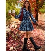 image:imageZESICA Womens 2026 Fall Long Sleeve Floral Mini DressDusty Blue