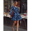 image:imageZESICA Womens 2026 Fall Long Sleeve Floral Mini DressDusty Blue