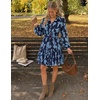 image:imageZESICA Womens 2026 Fall Long Sleeve Floral Mini DressDusty Blue
