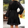 image:imageZESICA Womens 2026 Fall Long Sleeve Floral Mini DressEbony