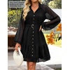 image:imageZESICA Womens 2026 Fall Long Sleeve Floral Mini DressEbony