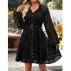 image:imageZESICA Womens 2026 Fall Long Sleeve Floral Mini DressEbony