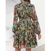 image:imageZESICA Womens 2026 Fall Long Sleeve Floral Mini DressGreen
