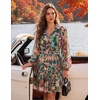 image:imageZESICA Womens 2026 Fall Long Sleeve Floral Mini DressGreen