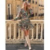 image:imageZESICA Womens 2026 Fall Long Sleeve Floral Mini DressGreen
