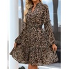 image:imageZESICA Womens 2026 Fall Long Sleeve Floral Mini DressLeopard