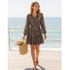 image:imageZESICA Womens 2026 Fall Long Sleeve Floral Mini DressLeopard