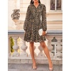 image:imageZESICA Womens 2026 Fall Long Sleeve Floral Mini DressLeopard