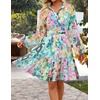 image:imageZESICA Womens 2026 Fall Long Sleeve Floral Mini DressLightgreen