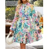 image:imageZESICA Womens 2026 Fall Long Sleeve Floral Mini DressLightgreen