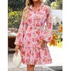 image:imageZESICA Womens 2026 Fall Long Sleeve Floral Mini DressLightpink