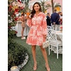 image:imageZESICA Womens 2026 Fall Long Sleeve Floral Mini DressOrange Red