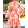image:imageZESICA Womens 2026 Fall Long Sleeve Floral Mini DressOrange Red