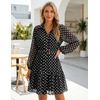 image:imageZESICA Womens 2026 Fall Long Sleeve Floral Mini DressPoint Black