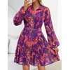 image:imageZESICA Womens 2026 Fall Long Sleeve Floral Mini DressPurple