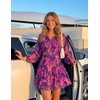 image:imageZESICA Womens 2026 Fall Long Sleeve Floral Mini DressPurple