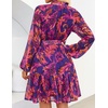 image:imageZESICA Womens 2026 Fall Long Sleeve Floral Mini DressPurple