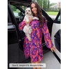 image:imageZESICA Womens 2026 Fall Long Sleeve Floral Mini DressPurple