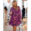 image:imageZESICA Womens 2026 Fall Long Sleeve Floral Mini DressPurple