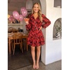 image:imageZESICA Womens 2026 Fall Long Sleeve Floral Mini DressRed