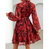 image:imageZESICA Womens 2026 Fall Long Sleeve Floral Mini DressRed