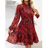 image:imageZESICA Womens 2026 Fall Long Sleeve Floral Mini DressRed