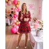 image:imageZESICA Womens 2026 Fall Long Sleeve Floral Mini DressRed