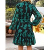 image:imageZESICA Womens 2026 Fall Long Sleeve Floral Mini DressTurquoise