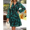 image:imageZESICA Womens 2026 Fall Long Sleeve Floral Mini DressTurquoise