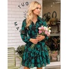 image:imageZESICA Womens 2026 Fall Long Sleeve Floral Mini DressTurquoise