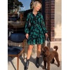 image:imageZESICA Womens 2026 Fall Long Sleeve Floral Mini DressTurquoise