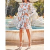 image:imageZESICA Womens 2026 Fall Long Sleeve Floral Mini DressWhite