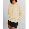 image:imageZESICA Womens 2026 Fall Long Sleeve Floral Ruched Cute SweatersBeige