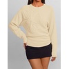 image:imageZESICA Womens 2026 Fall Long Sleeve Floral Ruched Cute SweatersBeige