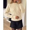 image:imageZESICA Womens 2026 Fall Long Sleeve Floral Ruched Cute SweatersBeige