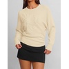 image:imageZESICA Womens 2026 Fall Long Sleeve Floral Ruched Cute SweatersBeige