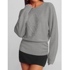 image:imageZESICA Womens 2026 Fall Long Sleeve Floral Ruched Cute SweatersGrey