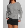 image:imageZESICA Womens 2026 Fall Long Sleeve Floral Ruched Cute SweatersGrey