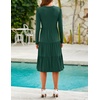 image:imageZESICA Womens 2026 Fall Long Sleeve Ruffle Midi DressesDarkgreen