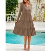 image:imageZESICA Womens 2026 Fall Long Sleeve Ruffle Midi DressesKhaki