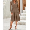 image:imageZESICA Womens 2026 Fall Long Sleeve Ruffle Midi DressesKhaki