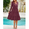 image:imageZESICA Womens 2026 Fall Long Sleeve Ruffle Midi DressesWine