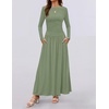 image:imageZESICA Womens 2026 Fall Long Sleeve Slimming Knit Maxi DressBean Green